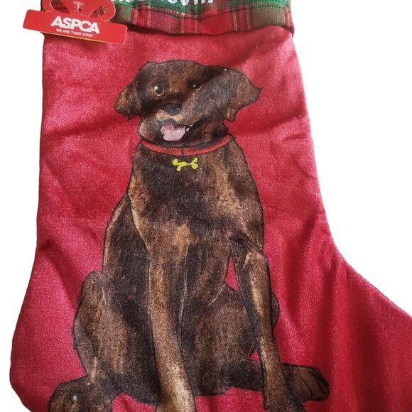 Retriever Dog Christmas Stocking Red Velour Plaid Cuff Don't Stop Retrievin' 16" - Picture 4 of 8